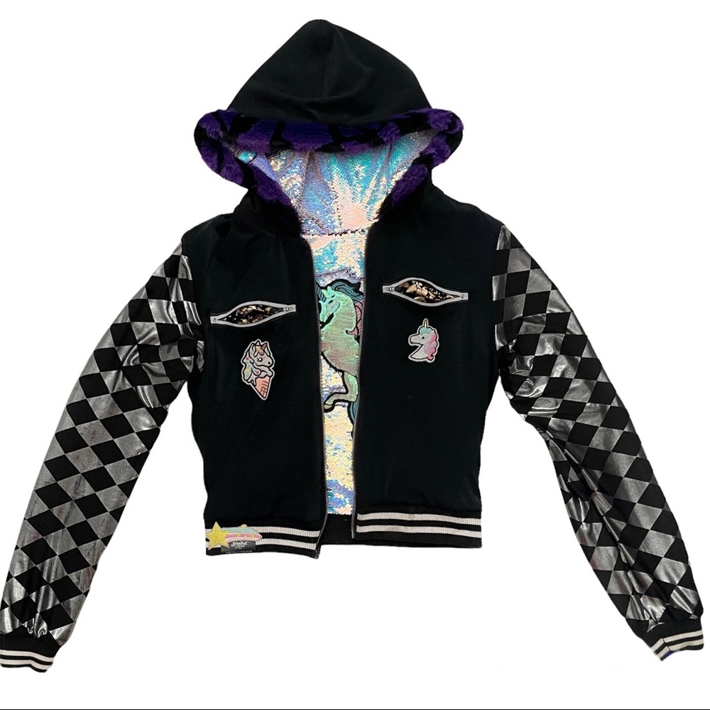 Reversible Stardust Love Unicorn Festival Hood Jacket
